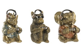 DKD Home Decor Set de 3 Figuras de Resina Multicolor Surtidas