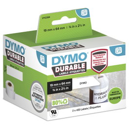 DYMO Etiquetas Durable 19 mm x 64 mm, 2 rollos de 450 etiquetas, blanco