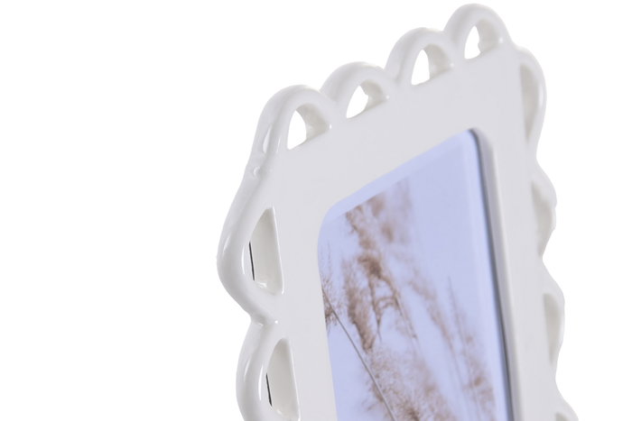 DKD Home Decor Marco de Fotos de Cerámica 13x18 cm Blanco