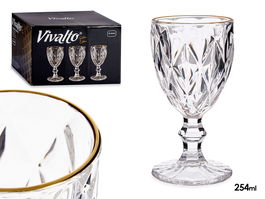 Vivalto Copa Agua 254ml Vidrio Transparente con Filo Oro 8x15.5x8 cm (Set de 36)
