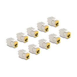 DeLOCK Módulo Keystone RJ45 hembra a LSA Cat.6A montaje sin herramientas amarillo Set 10 piezas