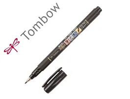 Tombow Rotulador Fudenosuke Hard Punta Pincel Blanda Tinta Base Agua Negro