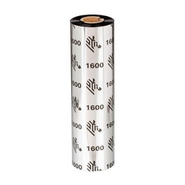 Zebra 1600 Wax - Cinta de Cera Negro - 110 mm x 450 m - 18 Rollos