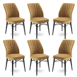 Hanah Home Juego de 6 Sillas Cappuccino y Negro, Tela Babyface, para Comedor