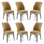 Hanah Home Juego de 6 Sillas Cappuccino y Negro, Tela Babyface, para Comedor