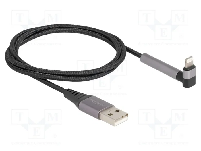 DeLOCK Cable de datos y carga USB Tipo-A a Lightning 1,5 m con función de soporte, Negro DeLOCK Cable de datos y carga USB Tipo-A a Lightning 1,5 m con función de soporte, Negro
