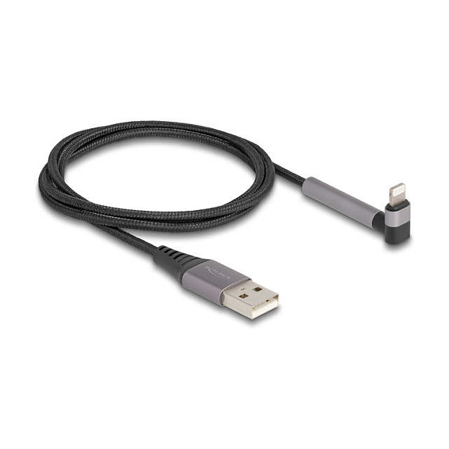 DeLOCK Cable de datos y carga USB Tipo-A a Lightning 1,5 m con función de soporte, Negro DeLOCK Cable de datos y carga USB Tipo-A a Lightning 1,5 m con función de soporte, Negro