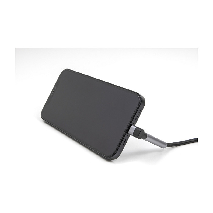 Delock Cable USB A a Lightning MFi 1.5m Negro Gris con Angulo y Funcion Soporte para iPhone iPad iPod