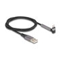 Delock Cable USB A a Lightning MFi 1.5m Negro Gris con Angulo y Funcion Soporte para iPhone iPad iPod