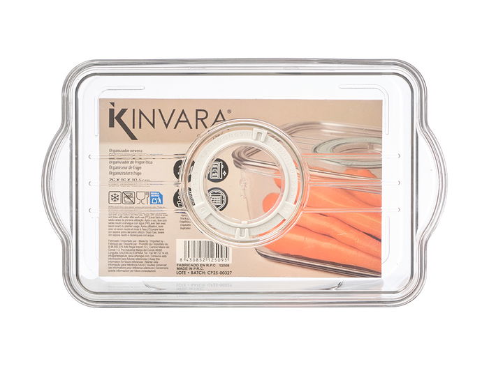 Kinvara Organizador Nevera con Tapa Mediano Blanco 26x10x16 cm (Set de 12)
