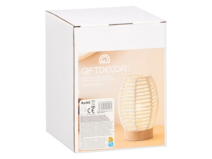 Giftdecor Lampara Sobremesa Ovalada Cuerda Blanca 15 cm x 20 cm x 15 cm (Set de 12) Giftdecor Lampara Sobremesa Ovalada Cuerda Blanca 15 cm x 20 cm x 15 cm (Set de 12)