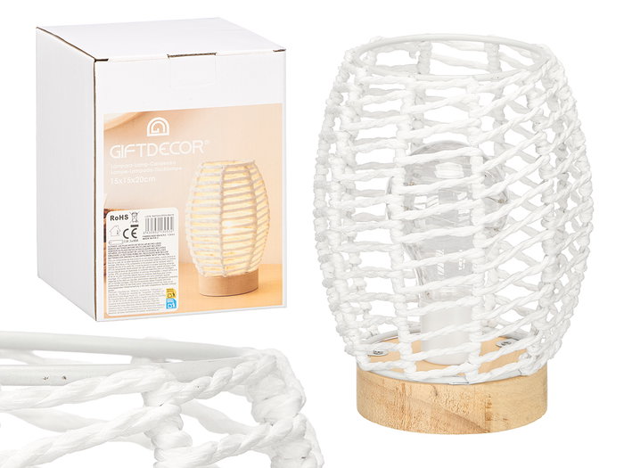 Giftdecor Lampara Sobremesa Ovalada Cuerda Blanca 15 cm x 20 cm x 15 cm (Set de 12) Giftdecor Lampara Sobremesa Ovalada Cuerda Blanca 15 cm x 20 cm x 15 cm (Set de 12)