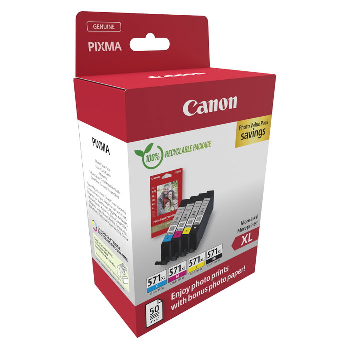Canon CLI-571XL Photo Value Pack con Papel Fotográfico Canon CLI-571XL Photo Value Pack con Papel Fotográfico