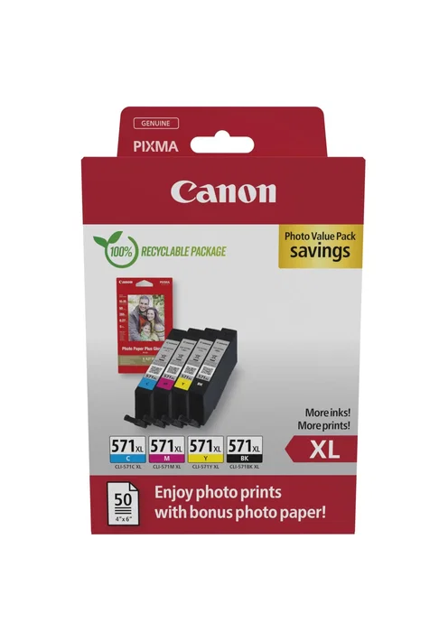Canon CLI-571XL Photo Value Pack con Papel Fotográfico Canon CLI-571XL Photo Value Pack con Papel Fotográfico