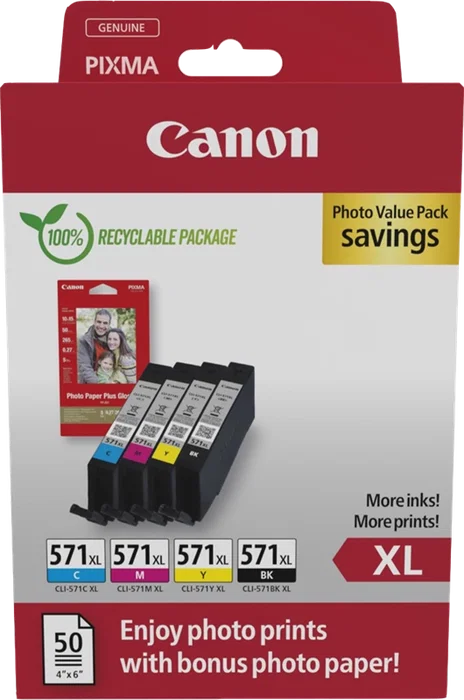 Canon CLI-571XL Photo Value Pack de 4 unidades Canon CLI-571XL Photo Value Pack de 4 unidades