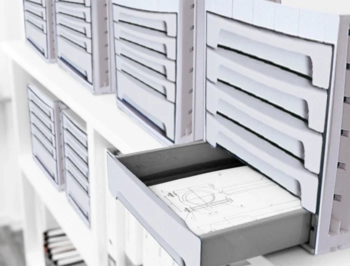 Archivo 2000 Fichero Cajones Sobremesa 305x370x215 mm Organizador Superior 6 Cajones Gris Opaco