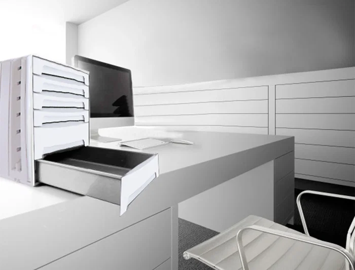 Archivo 2000 Fichero Cajones Sobremesa 305x370x215 mm Organizador Superior 6 Cajones Gris Opaco