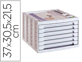 Archivo 2000 Fichero Cajones Sobremesa 305x370x215 mm Organizador Superior 6 Cajones Gris Opaco