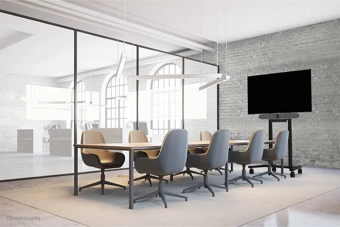 Neomounts AV60-500BL Soporte Kit Barra Videoconferencia y Estante para Portátil Universal, VESA 200x200 a 800x600 mm, Peso Máx. 8 kg, para Pantallas de 43" a 110"