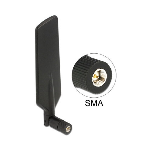 DeLOCK Antena LTE Dualband 12408, WLAN ac/a/b/g/n, SMA, 4 dBi, Omnidireccional, Giratoria con Junta Articulada, Frecuencia 0.698-5.875 GHz, Negro DeLOCK Antena LTE Dualband 12408, WLAN ac/a/b/g/n, SMA, 4 dBi, Omnidireccional, Giratoria con Junta Articulada, Frecuencia 0.698-5.875 GHz, Negro