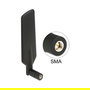 DeLOCK Antena LTE Dualband 12408, WLAN ac/a/b/g/n, SMA, 4 dBi, Omnidireccional, Giratoria con Junta Articulada, Frecuencia 0.698-5.875 GHz, Negro