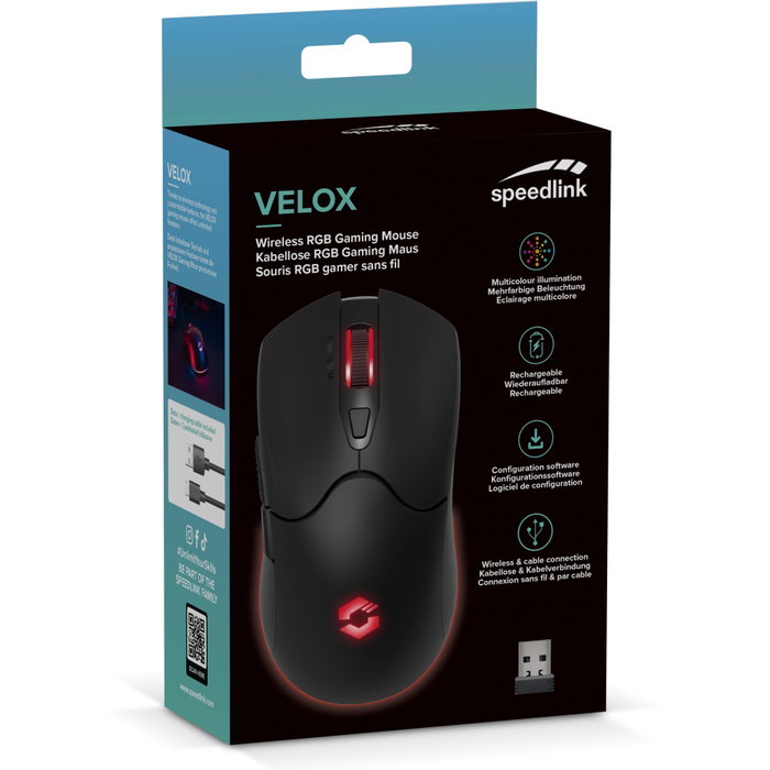Speedlink Gaming Maus VELOX SL-680102-BK Negro