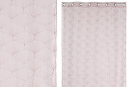 DKD Home Decor Cortina de Poliéster 140x260 con 8 Anillas Rosa Palo