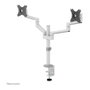Newstar DS60-425WH2 Soporte Doble Monitor 17-27 pulgadas, Soporte de Escritorio Pinza/Atornillado, 8 kg, VESA 75x75/100x100, Blanco