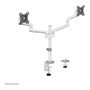 Newstar DS60-425WH2 Soporte Doble Monitor 17-27 pulgadas, Soporte de Escritorio Pinza/Atornillado, 8 kg, VESA 75x75/100x100, Blanco