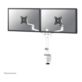 Newstar DS60-425WH2 Soporte Doble Monitor 17-27 pulgadas, Soporte de Escritorio Pinza/Atornillado, 8 kg, VESA 75x75/100x100, Blanco