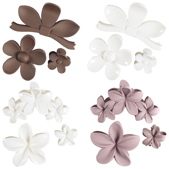 Cosmetic Club Juego de 3 Pinzas para el Pelo Modelos Surtidos Flor Botón Crema, Marrón, Hibiscus Rosa Palo