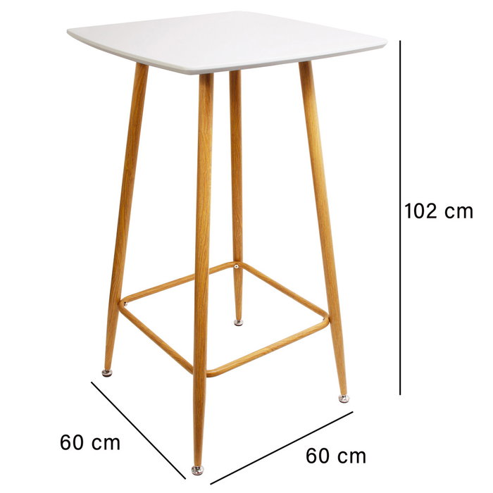 Home Deco Factory Mesa Alta para Bar o Cocina 60x60 cm, Altura 102 cm, Diseño Contemporáneo