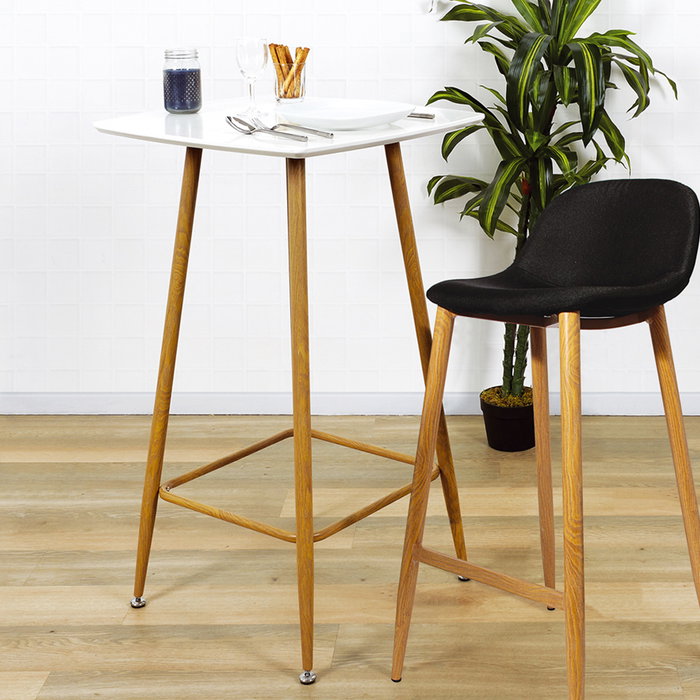 Home Deco Factory Mesa Alta para Bar o Cocina 60x60 cm, Altura 102 cm, Diseño Contemporáneo