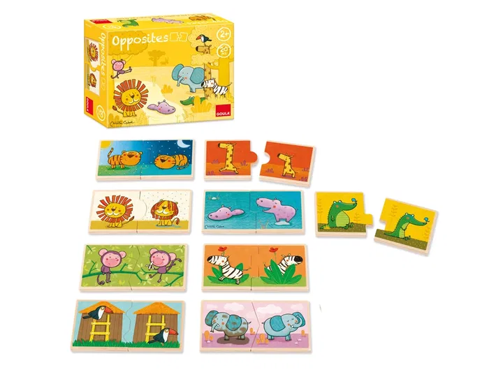 Goula Puzle Madera 20 Piezas Contrarios Leo el Rey de la Selva para Niños a Partir de 2 Años