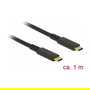 Delock Cable USB Tipo C 1 m - USB 10 Gbps, Conector Tipo C a Tipo C, PD 3.0 60 W, E-Marker, Coaxial, para Carga y Datos Rapida