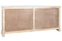 DKD Home Decor Buffet Toscana 45 x 90 x 200 cm Blanco Natural Madera Maciza Mango Espejo Hecho a Mano 4 Puertas 2 Estanterias