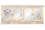 DKD Home Decor Buffet Toscana 45 x 90 x 200 cm Blanco Natural Madera Maciza Mango Espejo Hecho a Mano 4 Puertas 2 Estanterias