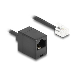 DeLOCK 88720 Cable de teléfono en espiral RJ11 a RJ45 de 1 m, Negro