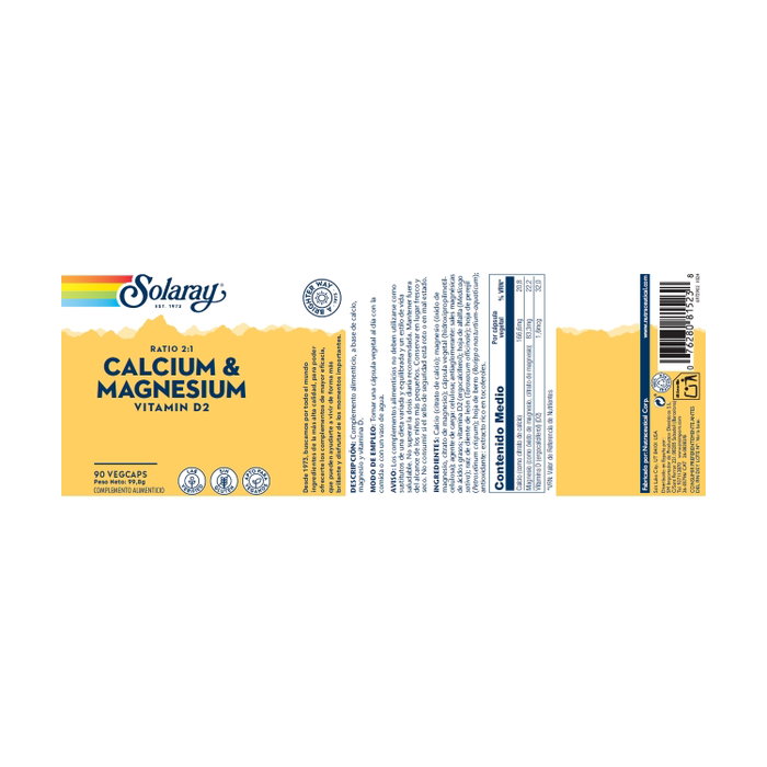 Solaray Calcium & Magnesium with Vitamin D2 90 cápsulas