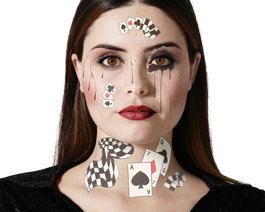 Atosa Tatuaje Facial con Cartas, Lágrimas y Tablero Damero