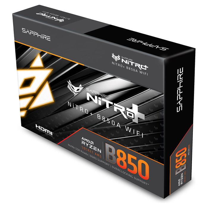 Sapphire Placa Base NITRO+ B850A WiFi 7 AMD Socket AM5 DDR5 Micro ATX con 1xHDMI 1.4 1xDP 1.2