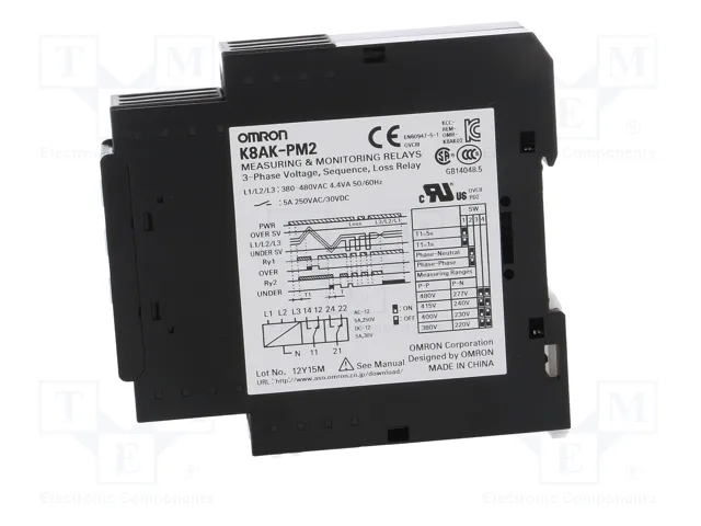 OMRON K8AK-PM2 Relé de monitorización de tensión SPDT