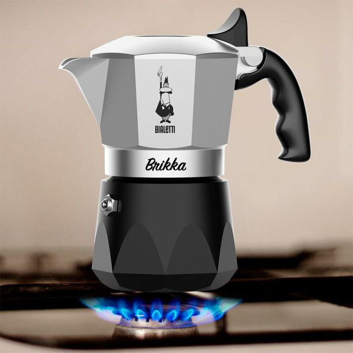 Bialetti New Brikka 2023 2TZ, 2 tazas, Negro/Plata Bialetti New Brikka 2023 2TZ, 2 tazas, Negro/Plata