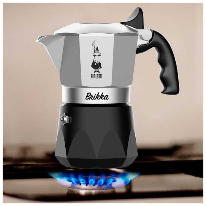 Bialetti New Brikka 2023 2TZ, 2 tazas, Negro/Plata Bialetti New Brikka 2023 2TZ, 2 tazas, Negro/Plata