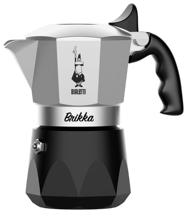Bialetti New Brikka 2023 2TZ, 2 tazas, Negro/Plata Bialetti New Brikka 2023 2TZ, 2 tazas, Negro/Plata