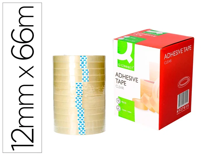 Q-connect Cinta Adhesiva Transparente 66m x 12mm - 66 Metros - Para Embalaje y Sujeción Q-connect Cinta Adhesiva Transparente 66m x 12mm - 66 Metros - Para Embalaje y Sujeción