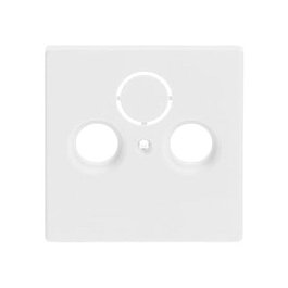 BUSCH-JAEGER 1743-884 Abdeckung für Antennensteckdosen mit 2 Anschlüssen, SAT TV Radio, Zukunft Linear, Studioweiß, 63 x 63 mm