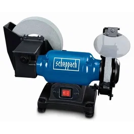 Scheppach Bobina Combinada BG200W 250 W con Rueda Agua 200 mm, Motor Inducción 0.34 CV, Incluye Protectores y Soporte