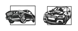 DKD Home Decor Decoración de Pared Metal Coche Surtido de 2