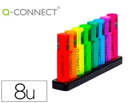 Q-connect Rotulador Fluorescente Neón Punta Biselada Estuche Sobremesa 8 Colores Surtidos Trazo 1-5mm